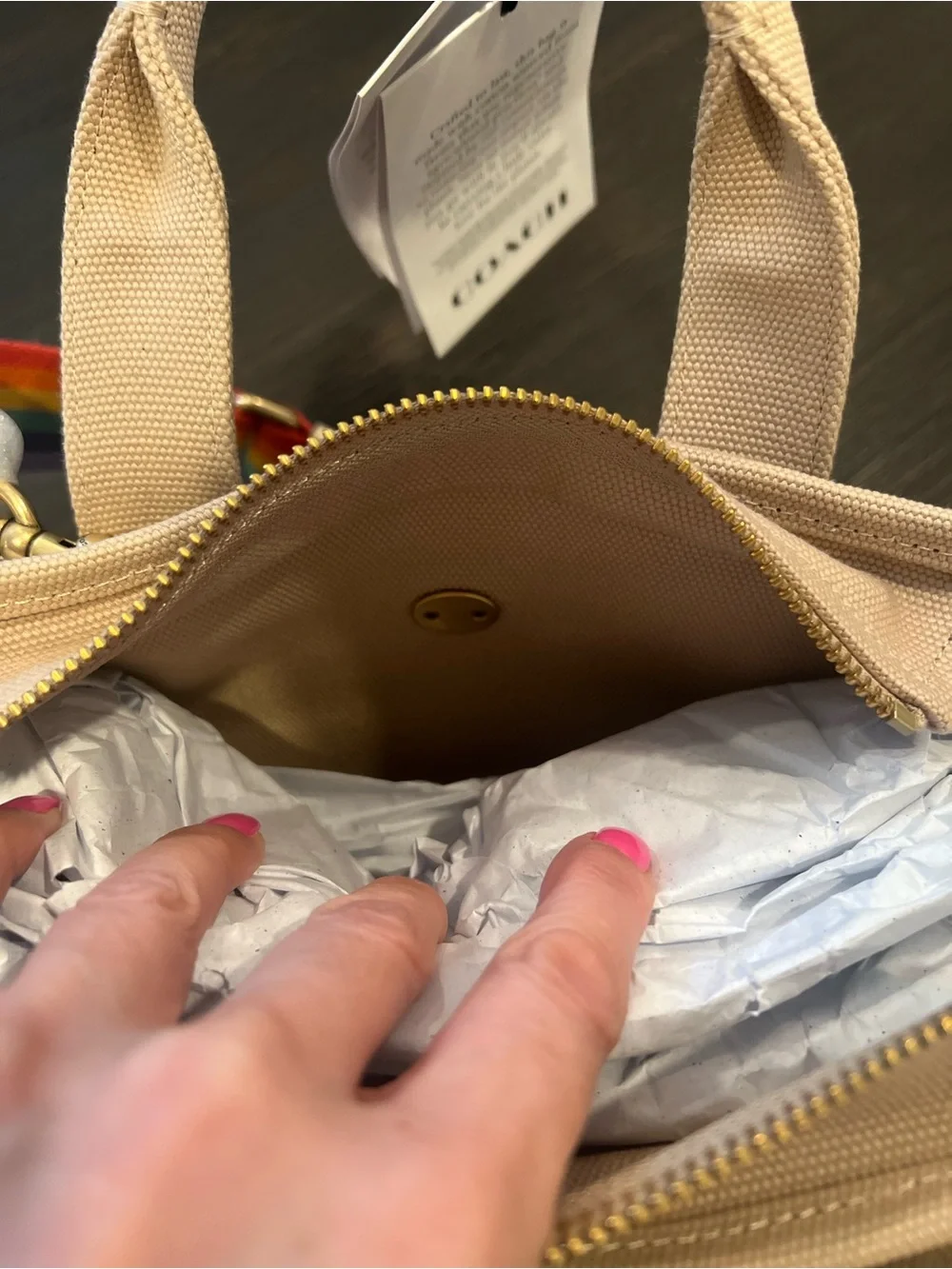 NWT Coach Rainbow Canvas Cargo Tote 26 - Picture 7 of 10